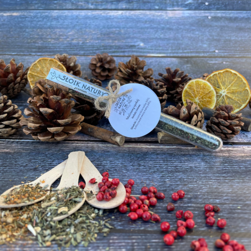 Przejdź do produktu Melisa z malinami  herbata w  fiolce (7 g) "Malinowy spokój"