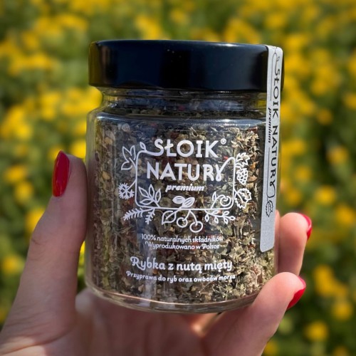 Przejdź do produktu Przyprawa do ryb w słoiku z zakrętką (70 g) - Rybka z nutą mięty