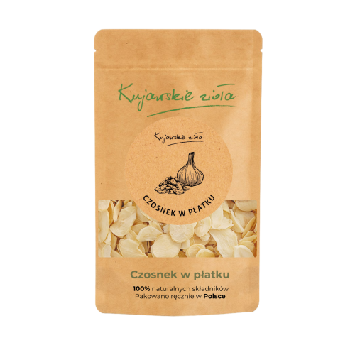 Przejdź do produktu Czosnek w płatkach - przyprawa w torebce 100g