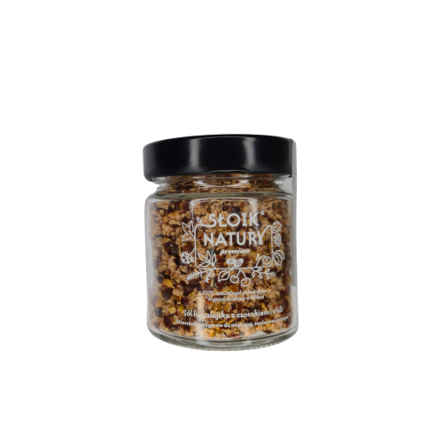 Przejdź do produktu Sól himalajska z czosnkiem i chili - przyprawa w słoiku (140 g)