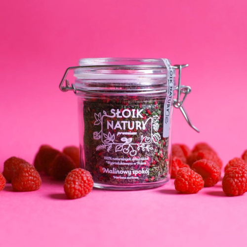 Przejdź do produktu Melisa z malinami  herbata w  słoiku (40 g) "Malinowy spokój"